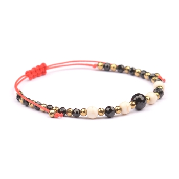 Bransoletka celebrytka czarny TURMALIN HOWLIT HEMATYT ochrona i szczęście